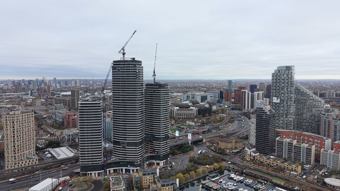 Brannsikring av høyhus i 2 Trafalgar Way i London