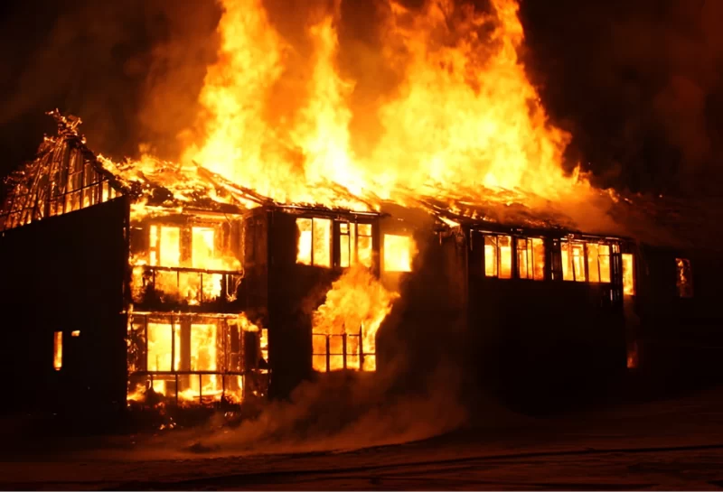 Leilighetsblokk i brann